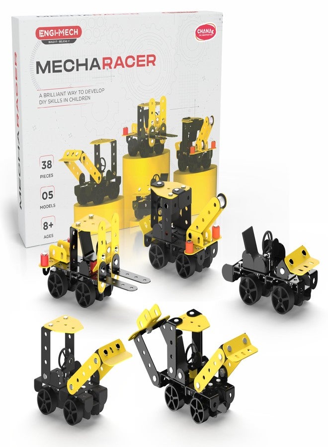 Chanak مجموعة بناء مركبات البناء من Chanak Mecharacer STEM للأطفال، مجموعة ألعاب هندسية من 38 قطعة مع أدوات، قم ببناء 5 مركبات بناء واقعية، لعبة تعليمية STEM للأولاد من عمر 3 سنوات فما فوق - Image 1